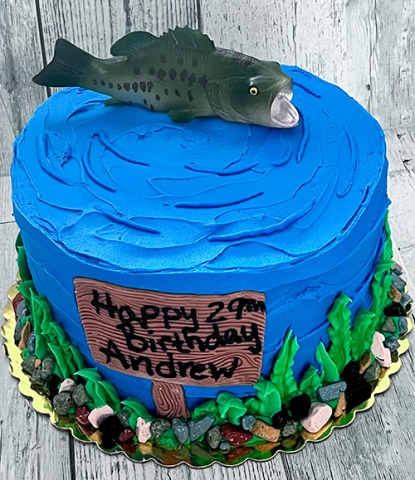Fishing themed birthday cake