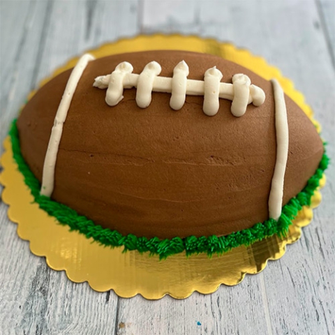 a football shaped cake