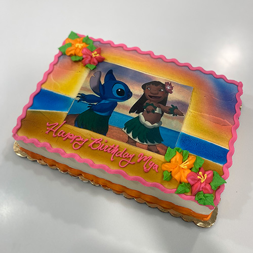 Lelo and Stitch themed sheet cake