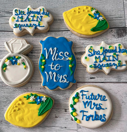 Main squeeze lemon decorated sugar cookies for engagement or wedding