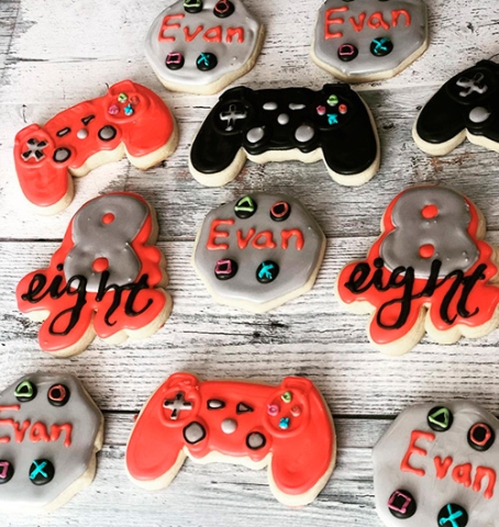 playstation controller decorated sugar cookies