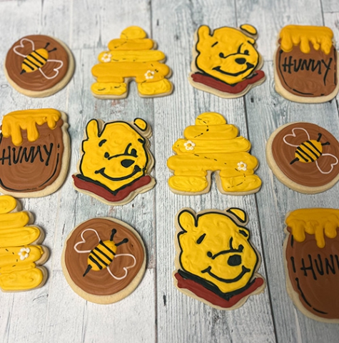 Winnie the Pooh themed decorated sugar cookies