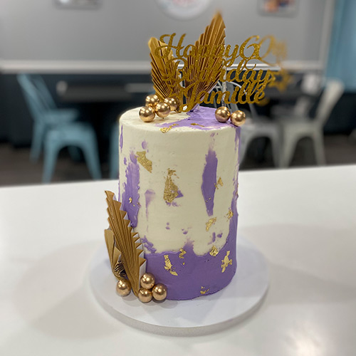 Purple and Gold Birthday Cake