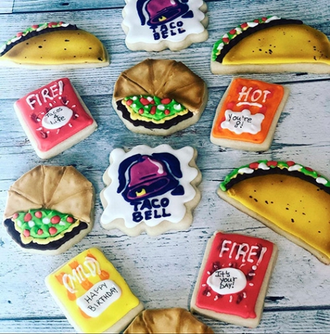 Taco bell themed cookies