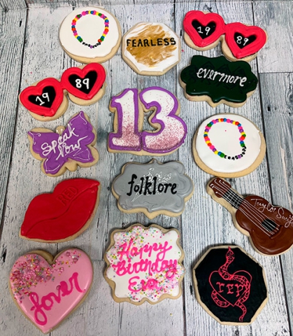Taylor Swift albums themed decorated sugar cookies