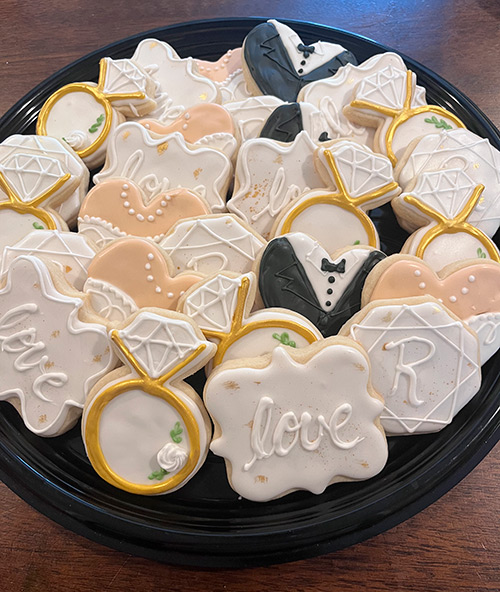Bride and Groom themed decorated sugar cookies