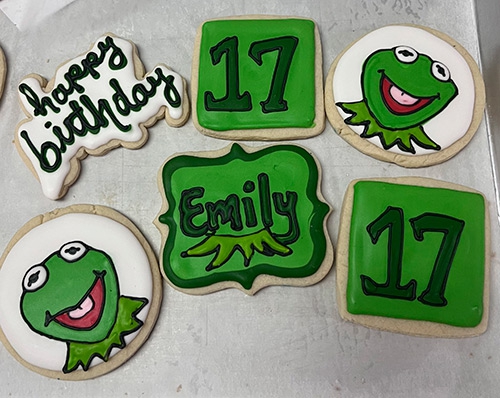 kermit the frog decorated sugar cookies