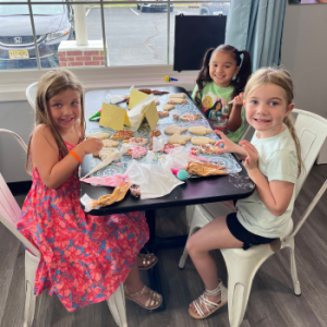 kids at a decorating party